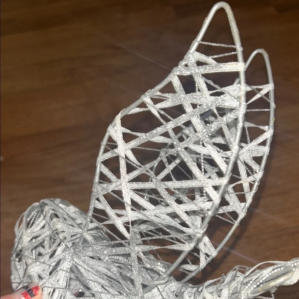 Sparkling Silver Vintage Bird Ornament Home Decor